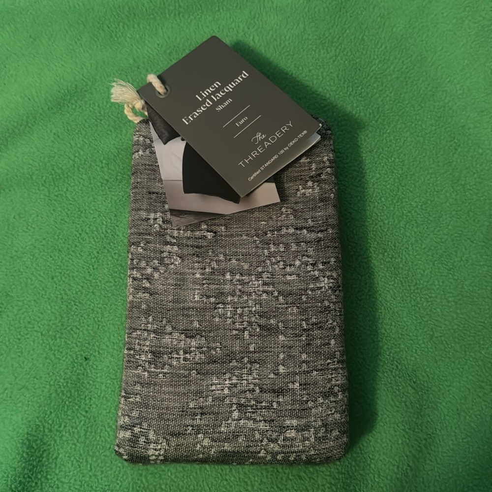 The threadery linen erased jacquard euro sham